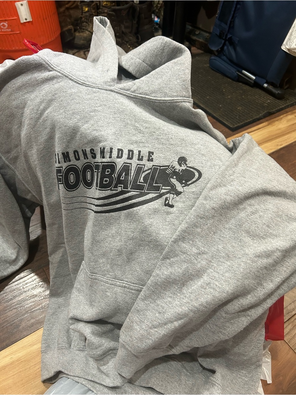 2 Gray ‘simmon middle Football' & basketball Hoodies - Athletic Graphic